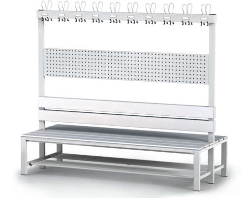 Double-sided benches with backrest and racks, PVC sticks -  with a reclining grate 1800 x 2000 x 830